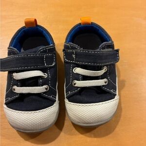 See Kai Run Stevie First Walker Dark Blue and White Kids Sneakers
